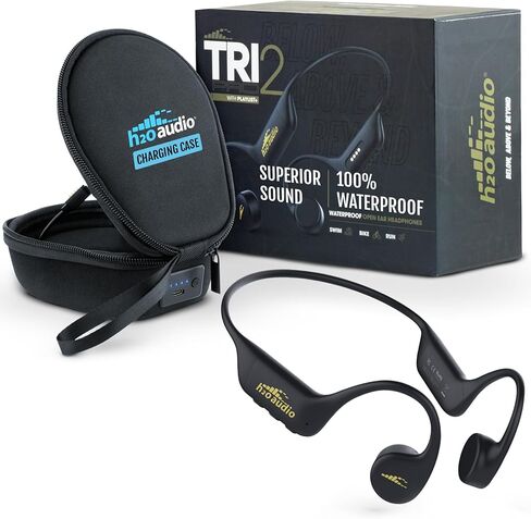 H2O Audio TRI 2 PRO Multi-Sport Waterproof Bone Conduction Open Ear Headphones – Bluetooth-V5.3 for Running/Cycling, MP3 for Swimming- Playlist+ (App Included for Bluetooth Streaming Uploads) - Black in Kuwait