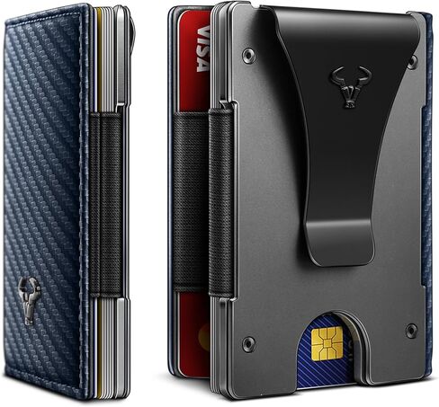 Mens Money Clip,Slim Leather Wallet Card Case For Men Expandable for 11 Cards RFID Blocking in Saudi Arabia