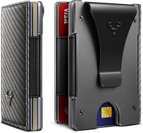 Mens Money Clip,Slim Leather Wallet Card Case For Men Expandable for 11 Cards RFID Blocking in Saudi Arabia
