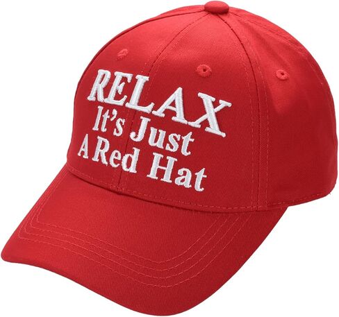 Relax It's Just a Red Hat – قبعة بيسبول محاكاة ساخرة مضحكة، نسيج قطني طويل مطرز، حزام لاصق قابل للتعديل in Saudi Arabia