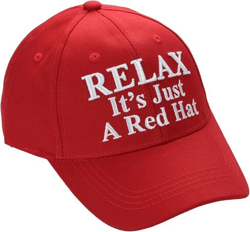 Relax It's Just a Red Hat – قبعة بيسبول محاكاة ساخرة مضحكة، نسيج قطني طويل مطرز، حزام لاصق قابل للتعديل in Saudi Arabia