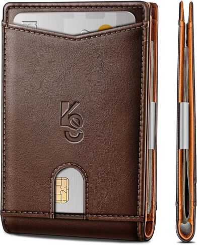 Slim Wallet Men,Leather Wallet Money Clip Gift for Men 11 Cards 3"X4.3",RFID Blocking in Saudi Arabia