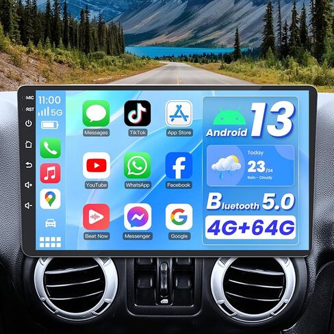 راديو سيارة لجيب Wrangler JK 2007-2017: 4G+32G 8 ترقية استريو CORE مع CARPLAY اللاسلكي Andriod Auto 10.1 " in Kuwait