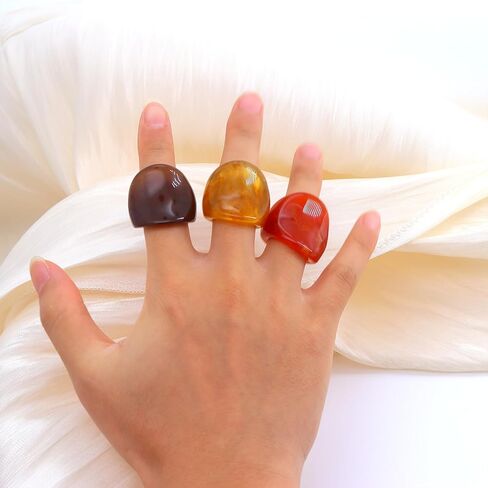 FUTIMELY Chunky Wide Acrylic Rings Set,Colorful Resin Knuckle Rings,Large Wide Stackable Rings for Women in Saudi Arabia