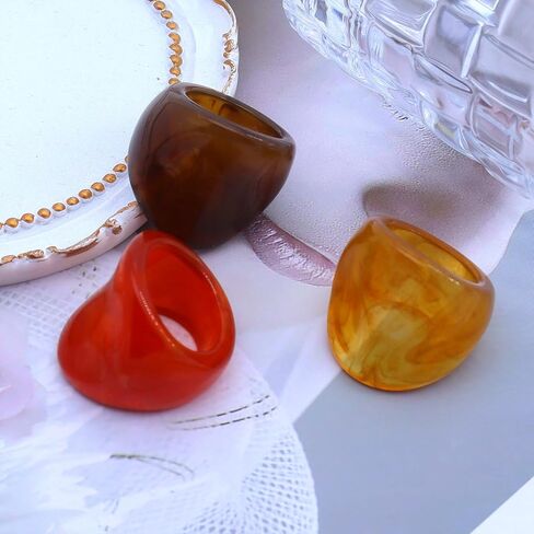 FUTIMELY Chunky Wide Acrylic Rings Set,Colorful Resin Knuckle Rings,Large Wide Stackable Rings for Women in Saudi Arabia