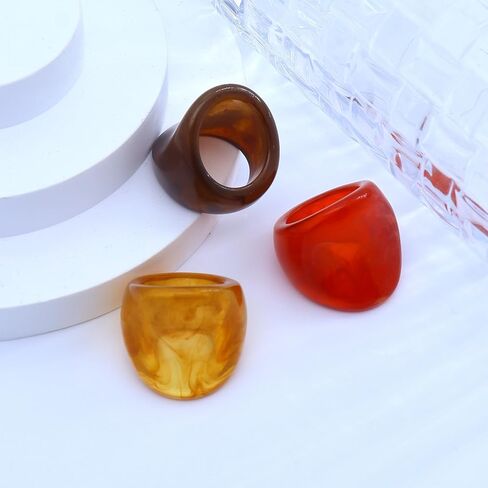 FUTIMELY Chunky Wide Acrylic Rings Set,Colorful Resin Knuckle Rings,Large Wide Stackable Rings for Women in Saudi Arabia