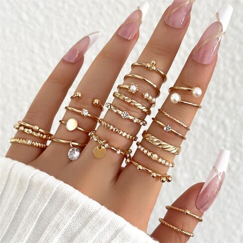 22PCS/SetGold Knuckle Rings Set for Women, Dainty Simple Trendy Cute Stackable Finger Rings Pack, Perfect for Stacking Layering on Thumb and Knuckle, Mixed Size, Jewelry Gift in Saudi Arabia
