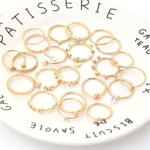 22PCS/SetGold Knuckle Rings Set for Women, Dainty Simple Trendy Cute Stackable Finger Rings Pack, Perfect for Stacking Layering on Thumb and Knuckle, Mixed Size, Jewelry Gift in Saudi Arabia