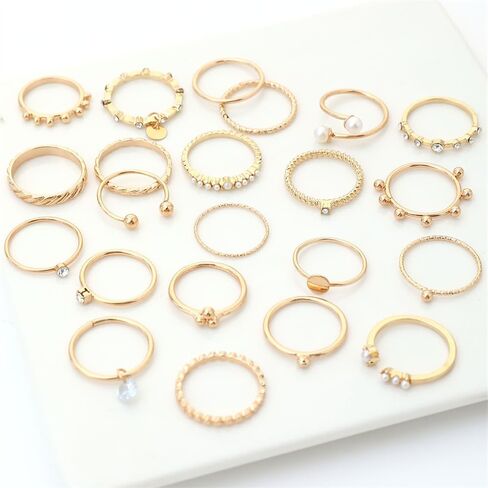 22PCS/SetGold Knuckle Rings Set for Women, Dainty Simple Trendy Cute Stackable Finger Rings Pack, Perfect for Stacking Layering on Thumb and Knuckle, Mixed Size, Jewelry Gift in Saudi Arabia