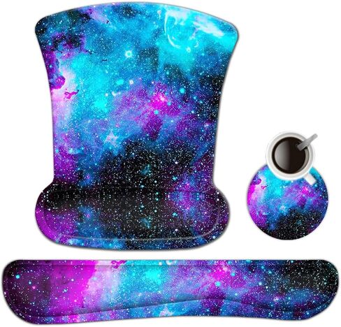 RICHEN Mouse Pad and Keyboard Wrist Rest, 3-in-1 Computer Mousepad and Coaster Set, Non-Slip Keyboard Wrist Rest and Mouse Pad Set Ergonomic Design (Gradient Brown) in Kuwait