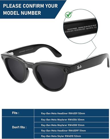 Lens Replacement for RayBan Meta Headliner RW4009 & RW4013 (50mm) AI Glasses, Transitional, Anti-Scratch, Easy to Install (HD Clear) in Saudi Arabia