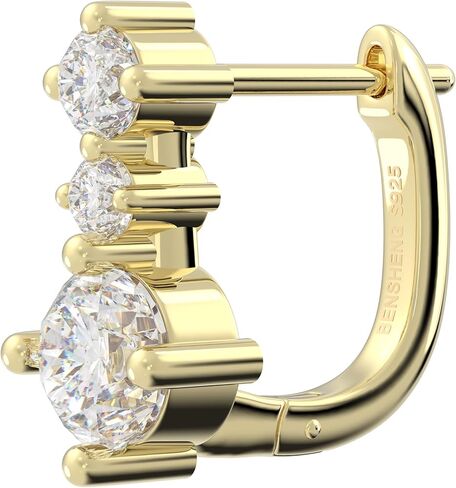 925 Sterling Silver Round Moissanite Small Dainty Huggie Earrings | Graceful Lightweight Huggie Hoops 丨Hypoallergenic Classic Jewelry Gift for Women in Saudi Arabia