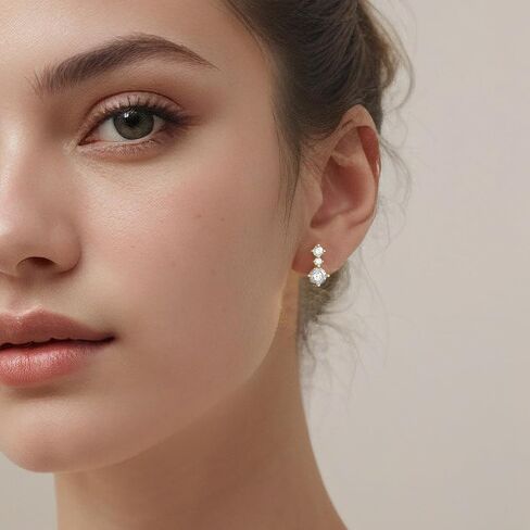 925 Sterling Silver Round Moissanite Small Dainty Huggie Earrings | Graceful Lightweight Huggie Hoops 丨Hypoallergenic Classic Jewelry Gift for Women in Saudi Arabia