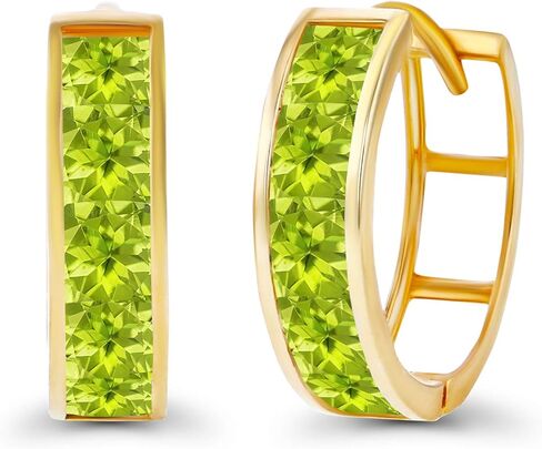 الصلبة 14K الذهب 4x14mm حقيقية المولد مربع قطع قناة مجموعة Huggie أقراط للنساء | جوهرة الميلاد مربعة 3 مم | أقراط هاجي هوب من الأحجار الكريمة الطبيعية أو المصنعة للنساء in Kuwait