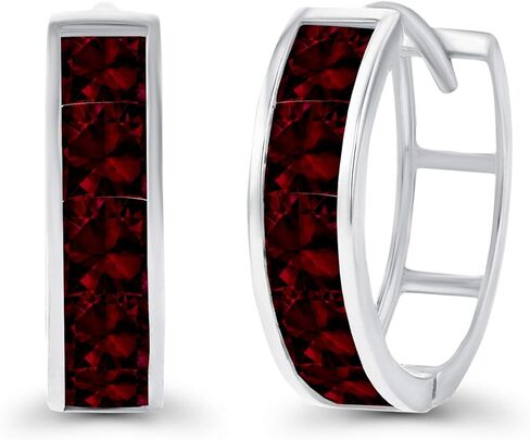 الصلبة 14K الذهب 4x14mm حقيقية المولد مربع قطع قناة مجموعة Huggie أقراط للنساء | جوهرة الميلاد مربعة 3 مم | أقراط هاجي هوب من الأحجار الكريمة الطبيعية أو المصنعة للنساء in Kuwait
