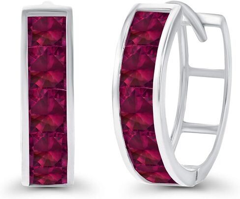 الصلبة 14K الذهب 4x14mm حقيقية المولد مربع قطع قناة مجموعة Huggie أقراط للنساء | جوهرة الميلاد مربعة 3 مم | أقراط هاجي هوب من الأحجار الكريمة الطبيعية أو المصنعة للنساء in Kuwait