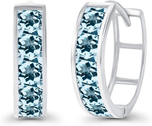 الصلبة 14K الذهب 4x14mm حقيقية المولد مربع قطع قناة مجموعة Huggie أقراط للنساء | جوهرة الميلاد مربعة 3 مم | أقراط هاجي هوب من الأحجار الكريمة الطبيعية أو المصنعة للنساء in Kuwait