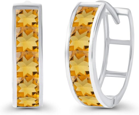 الصلبة 14K الذهب 4x14mm حقيقية المولد مربع قطع قناة مجموعة Huggie أقراط للنساء | جوهرة الميلاد مربعة 3 مم | أقراط هاجي هوب من الأحجار الكريمة الطبيعية أو المصنعة للنساء in Kuwait