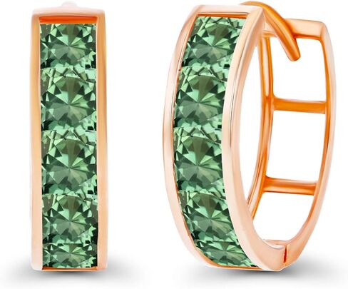 الصلبة 14K الذهب 4x14mm حقيقية المولد مربع قطع قناة مجموعة Huggie أقراط للنساء | جوهرة الميلاد مربعة 3 مم | أقراط هاجي هوب من الأحجار الكريمة الطبيعية أو المصنعة للنساء in Kuwait