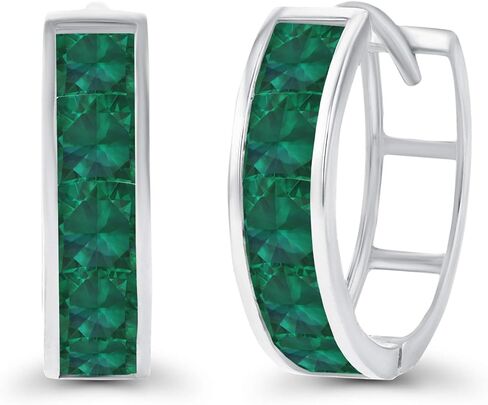 الصلبة 14K الذهب 4x14mm حقيقية المولد مربع قطع قناة مجموعة Huggie أقراط للنساء | جوهرة الميلاد مربعة 3 مم | أقراط هاجي هوب من الأحجار الكريمة الطبيعية أو المصنعة للنساء in Kuwait