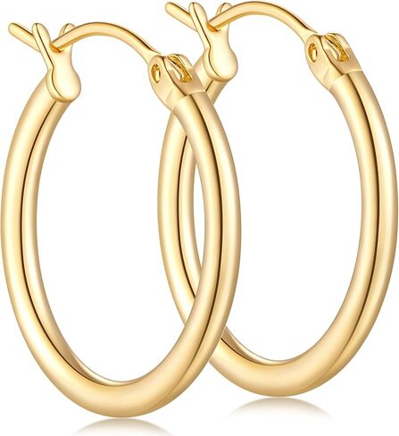 14K Gold Hoop Earrings for Women 14K Gold Earrings for Women Gold Hoop Earring for Womens Hoops Delicate Vintage Oversized Hoops Earring for Women 20/30/40/50/60/70mm in Saudi Arabia