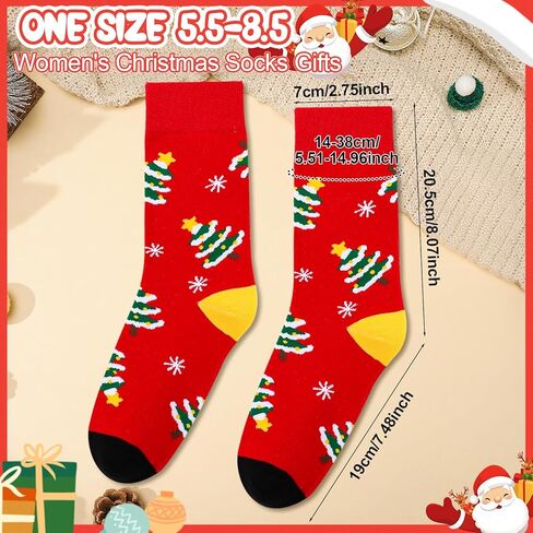 Jspupifip 6 Pairs Funny Christmas Socks for Women, Novelty Xmas Crew Sock Cozy Thick Cotton Socks for Christmas Gifts in Saudi Arabia