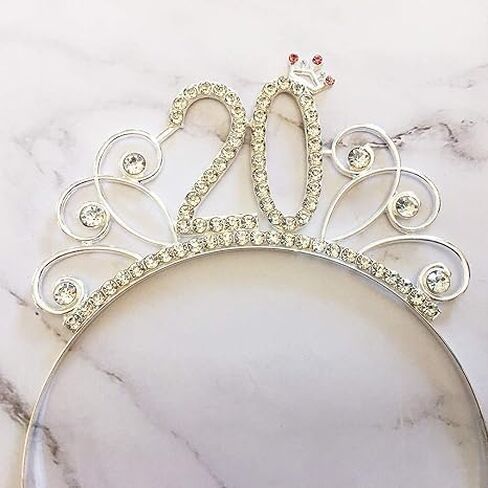 عصابة رأس فضية لعيد الميلاد العشرين، عصابة رأس تيارا للفتيات والنساء، إكسسوارات شعر لحفلات عيد الميلاد العشرين السعيدة لفستان الحفلات in Saudi Arabia