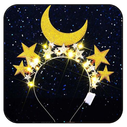 GORTIN Light up Star Headband Gold Christmas Headbands LED New Years Costume Hair Accessories for Women in Saudi Arabia