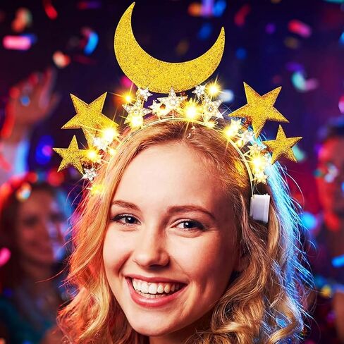 GORTIN Light up Star Headband Gold Christmas Headbands LED New Years Costume Hair Accessories for Women in Saudi Arabia