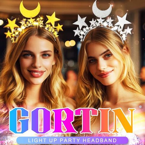 GORTIN Light up Star Headband Gold Christmas Headbands LED New Years Costume Hair Accessories for Women in Saudi Arabia