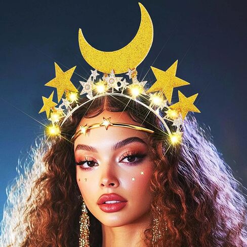 GORTIN Light up Star Headband Gold Christmas Headbands LED New Years Costume Hair Accessories for Women in Saudi Arabia