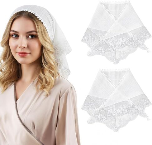 2 Pack Hair Scarf Headband for Women, Lace Hair Bandana, Non-Slip Soft Head Coverings Boho Triangle Kerchief Hair Accessories in Saudi Arabia