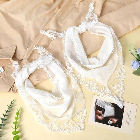 2 Pack Hair Scarf Headband for Women, Lace Hair Bandana, Non-Slip Soft Head Coverings Boho Triangle Kerchief Hair Accessories in Saudi Arabia