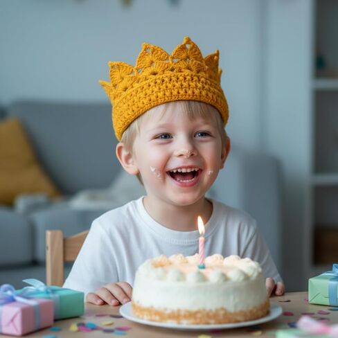 Syhood اليدوية الكروشيه تاج عقال الذهبي متماسكة عيد ميلاد تاج الكروشيه قبعة قبعة هدية عيد ميلاد للحزب in Saudi Arabia