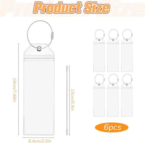 6PCS Cruise Luggage Tags, Transparent Cruise Tags Holder, Waterproof Clear PVC with Resealable Zipper & Steel Loops for Office Business Travel Supplies in Saudi Arabia