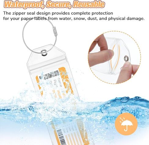 6PCS Cruise Luggage Tags, Transparent Cruise Tags Holder, Waterproof Clear PVC with Resealable Zipper & Steel Loops for Office Business Travel Supplies in Saudi Arabia