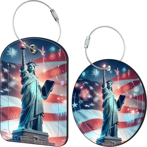 2 Pack Idea Luggage Tag for Suitcases Mountain and River Travel Leather Luggage Tags with Name Address Privacy Flap and Steel Loop Airport Cruise Baggage Tags (Square and Round) in Saudi Arabia