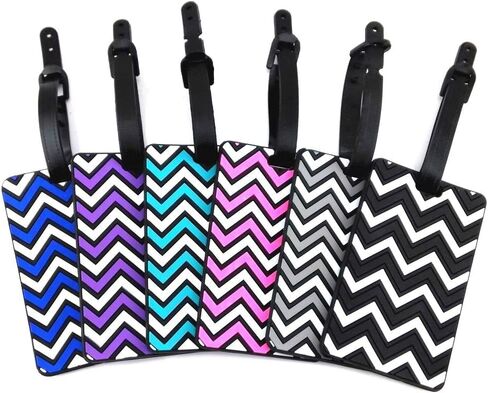 6PCS Multicolor Wavy Stripe Pattern ID Tags Business Card Holder Suitcase Tag Luggage Tag Holder for Travel Identifier in Saudi Arabia