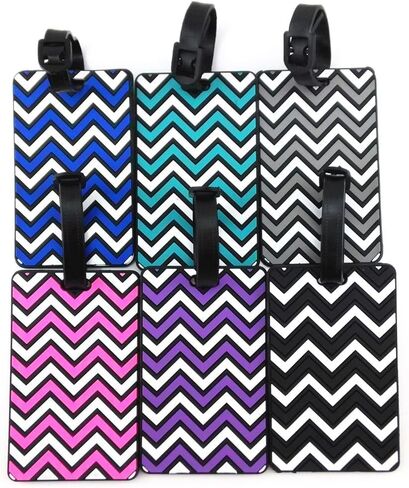 6PCS Multicolor Wavy Stripe Pattern ID Tags Business Card Holder Suitcase Tag Luggage Tag Holder for Travel Identifier in Saudi Arabia