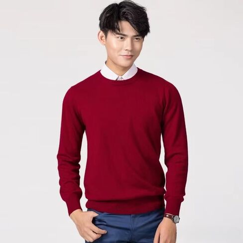 Crew Neck Knit Pullover Sweater Comfortable Classic Long Sleeve Solid Color Casual Top in Saudi Arabia