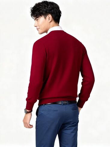 Crew Neck Knit Pullover Sweater Comfortable Classic Long Sleeve Solid Color Casual Top in Saudi Arabia