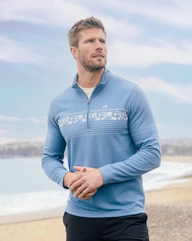 سحاب ربع مخطط مطور للرجال من TravisMathew، شريط صدر أزرق ممتاز in Saudi Arabia
