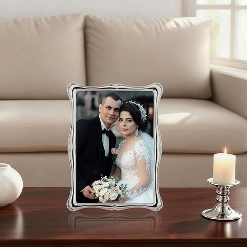 5 x 7'' Premium Alloy Silver Photo Frame - High-End Decor 7x5'' Picture Frames with Velvet Backing,Hi End Décor Metal Frames in Saudi Arabia