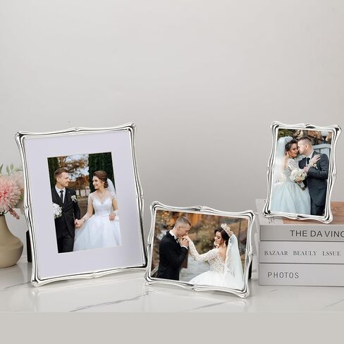 5 x 7'' Premium Alloy Silver Photo Frame - High-End Decor 7x5'' Picture Frames with Velvet Backing,Hi End Décor Metal Frames in Saudi Arabia