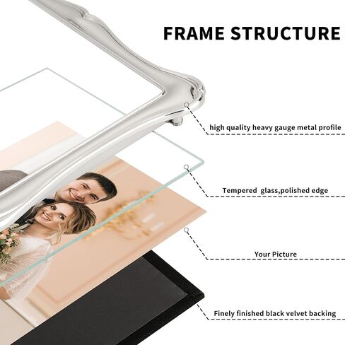 5 x 7'' Premium Alloy Silver Photo Frame - High-End Decor 7x5'' Picture Frames with Velvet Backing,Hi End Décor Metal Frames in Saudi Arabia