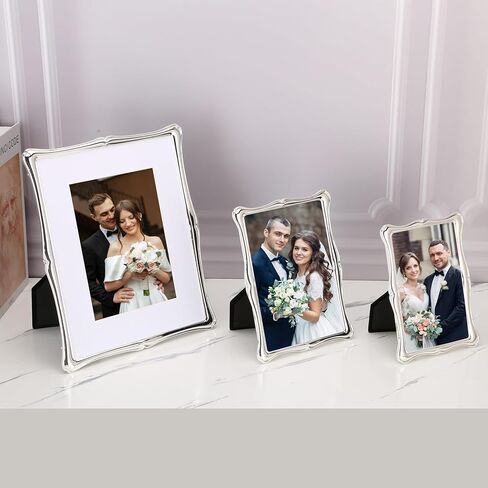 5 x 7'' Premium Alloy Silver Photo Frame - High-End Decor 7x5'' Picture Frames with Velvet Backing,Hi End Décor Metal Frames in Saudi Arabia