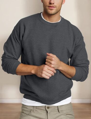 Men's Casual Crewneck Sweatshirt Long Sleeve Pullover Lightweight Fall Winter Basic Tops in Saudi Arabia