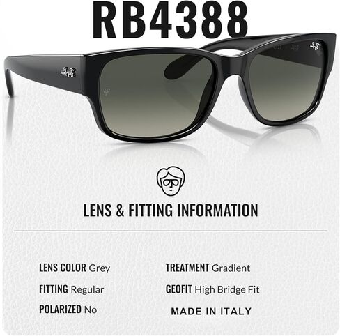 Ray-Ban RB4388 Square-Round Shaped Sunglasses for Men & Women with Official RAYBAN Eyewear Kit in Saudi Arabia