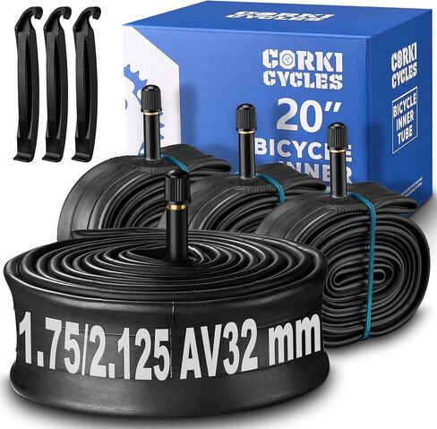 Corki Cycles 20 بوصة أنبوب الدراجة 4 حزمة احتواء 1.35-1.5 1.75-2.125 2.125-2.4 صمام Schrader القياسي 32 مم ، Butyl Rubber 20 Bike Inner Tube in Kuwait