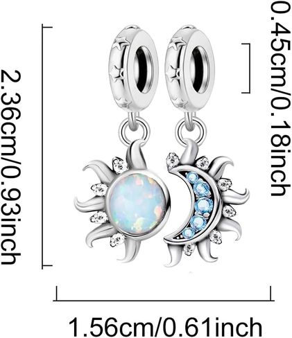 1 PC Silver Plated Sun And Moon Pendant Charm Pendant Ball Suitable for Bracelets DIY Women's Jewelry in Saudi Arabia
